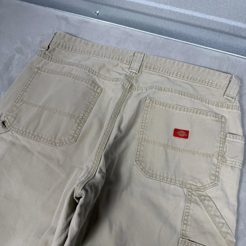 Y2K Mens Dickies Relaxed Fit Carpenter Workwear Pants Tan 30x28